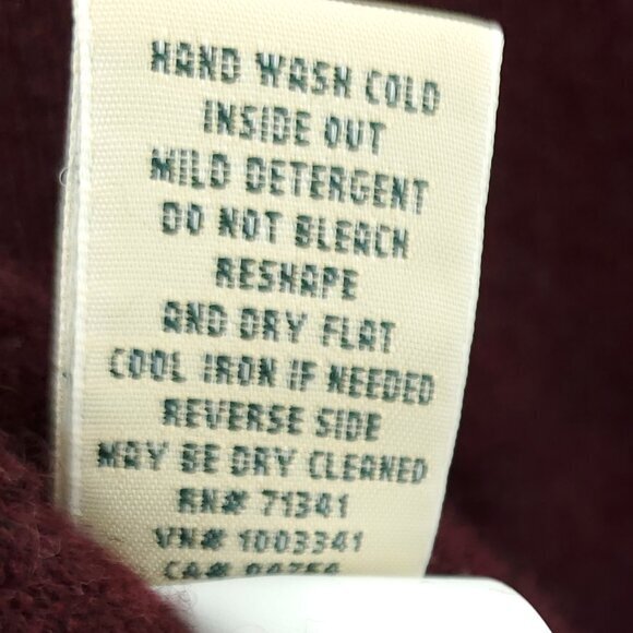 L.L. Bean 100% Cashmere Open Front Patch Pocket Cardigan PS Maroon/Burgundy Red - Picture 14 of 14